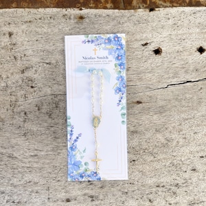 Baptism Favor Cards with Rosaries / Mini Rosary / Baptism Favor / Personalized Favor / Gold