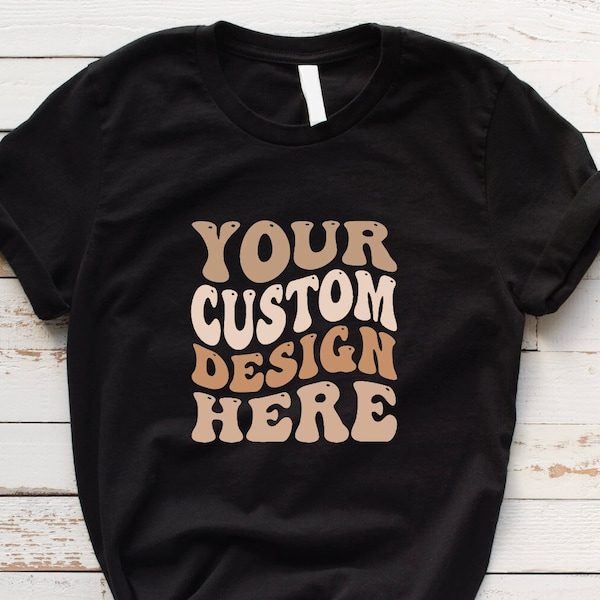 Customized Cute Wavy Letters Design Shirt - Add your own text design select personalized color scheme - Groovy bubble letters - mama school