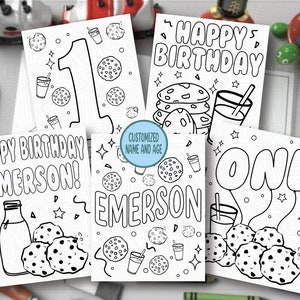Customizable Cookie Themed Birthday Coloring Pages for Kids Personalized Birthday Party Activity, Birthday Party Coloring Sheets Cute Custom