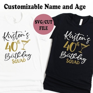 Benutzerdefinierte Geburtstag Squad Name Alter Monogramm SVG -Bday queen 30th 40th 50th Personalisieren Sie die Schnittdateien für Cricut und Silhouette - verschiedene Dateien