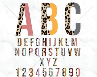 Leopard Print Alphabet & Numbers SVG Bundle: Animal Print (Digital Download)