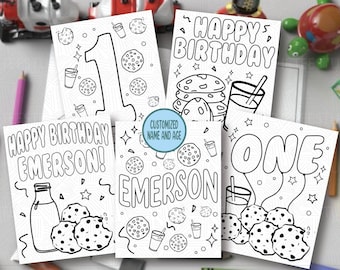 Customizable Cookie Themed Birthday Coloring Pages for Kids Personalized Birthday Party Activity, Birthday Party Coloring Sheets Cute Custom