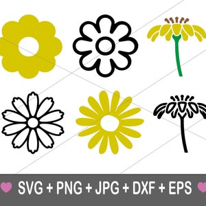 Daisy Flower Outline Bundle Dxf Eps SVG PNG JPG Digital - Etsy