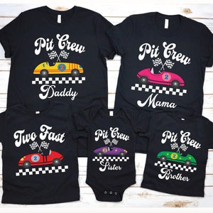 Two Fast Pit Crew Birthday Shirt Customize Racing Family Shirt Fast One Race Birthday Boy Personalize Race Lover Family Shirt, Race Birthday