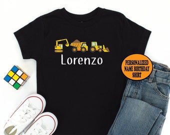 Personalized Name Construction Shirt - Construction Birthday Shirt Custom Boy birthday shirt, Toddler Shirt Excavator Tractor dump truck car