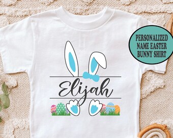 Kids Easter Shirt Bunny Ears Custom Name Shirt For Boys - Easter Basket Stuffer - Monogram Easter Shirt - Easter Bunny Shirt - Name Shirt