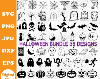 Halloween SVG Cut Files Bundle: Spooky Clipart, Witch, Ghost, Pumpkin (Digital Download)