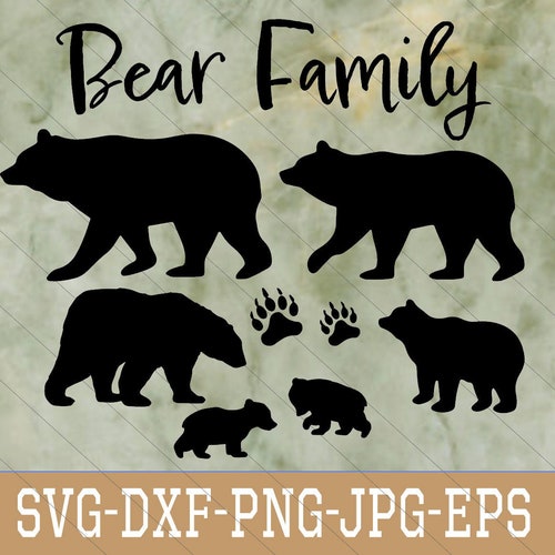 Bear With Cubs Svg Design Bears clipart Bear in The Wood Vector Graphics. Bear Svg File Bears Cubs Stencil
