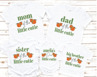 Family Shirts Mom Dad Sister of the Little Cutie Family Matching Birthday Personalized Name of the Little Cutie, 1 Year Old Birthday party