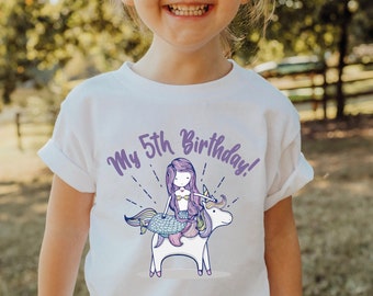 Âge personnalisé - chemise sirène sirène anniversaire fille fête licorne anniversaire cheval ferme océan mer personnalisé personnalisation tournant 1 2 3 4 5 6 7 8