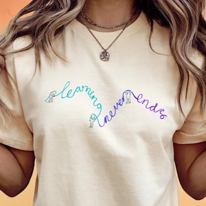 Teacher Shirts, Learning Never Ends, Bella + Canvas, Teaching Quote Tee, Back to School Shirt, Soft Teacher Gift, Educator Appreciation