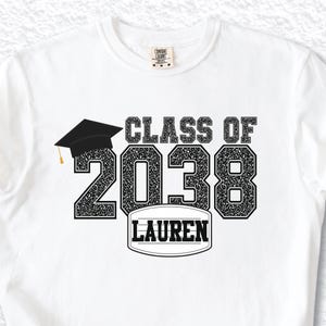 Custom Year Class of 2038 Any Graduation Year Grow With Me Custom Name Shirt Oversized Shirt For Kids Design Retro Keepsake Photos First Day