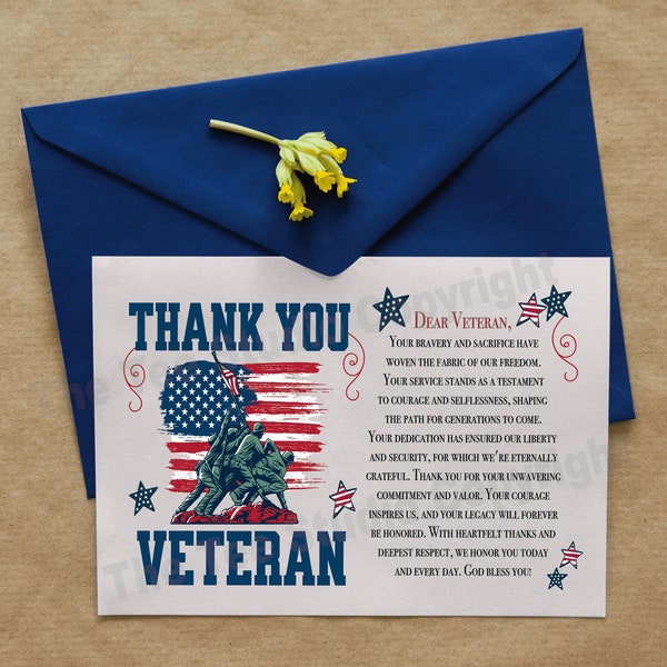 Thank You Card For Veteran Service Member Thank A Veteran Printable Veterans Day Thank You For Your Service Army Military Navy Marines Cards