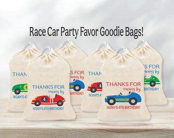 Race Car Birthday Bag - Kids Birthday Favors -Customized Goodie Bag -Custom Name -Childrens Name Bag -Kids Party Favor - Racing BY Birthday