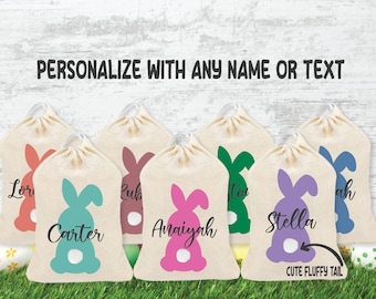Easter Treat Bags, Easter Gift for Kids, Personalized Name or Text Easter Bags Easter Basket Stuffers, Easter Bunny Gift Bags, Easter Favors
