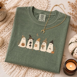 Halloween Ghosts Shirt, Cozy Fall Tees, Comfort Colors Autumn Shirt
