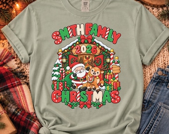 Familienweihnachtsshirts 2026, personalisierte Partner-T-Shirts mit Weihnachtsmann und Rentier