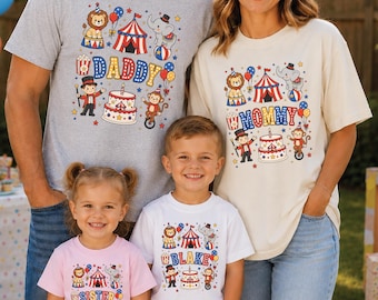 Personalized Circus Family Matching Shirts Custom Birthday Party Carnival Name Outfit Set