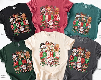 Passende Weihnachtsshirts für die ganze Familie, personalisierte Festtags-T-Shirts, personalisierte Oberteile für Oma, Opa und Kinder