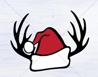 Santa Hat With Antlers Svg - Etsy UK