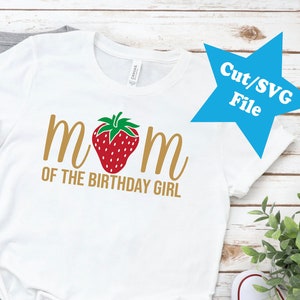Erdbeer-Mama des Birthday Girl SVG - Digital Download - Obst, Monogrammrahmen SVG, Sommer, Plotterdatei, Cricut und Silhouette Cut Files