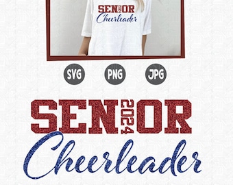 Senior Cheerleader 2024 SVG - Senior Cheer letztes Jahr PNG Vinyl geschnitten digitale Datei - sofortiger Download Datei Cheer DIY Shirt - Cheerleader Sport