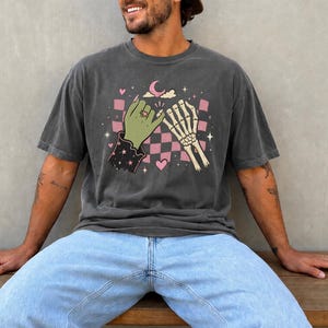 pinky promise shirt, witch skeleton shirt, halloween shirt, spooky fall shirt, witchy halloween tee, skeleton shirt, pepper comfort colors, cute halloween tee, youth halloween shirt, long sleeve halloween, spooky bestie gift, witch lover gift, fall festival shirt
