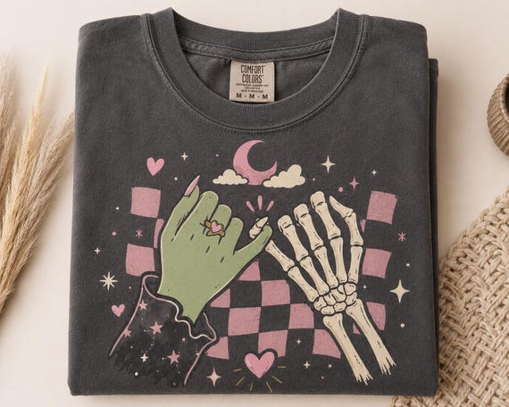 Halloween Shirt, Witch Skeleton Tee, Spooky Fall Shirt, Matching Friends, Pinky Promise, Kids Costume