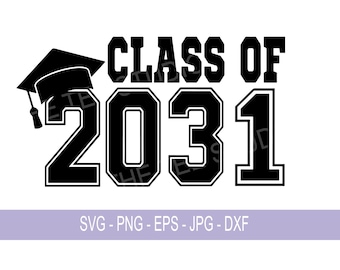 Class of 2031 Jersey Letters Grow with me Shirt Design File - printable png Cut File svg  Back to School Teacher Craft - Graduation year