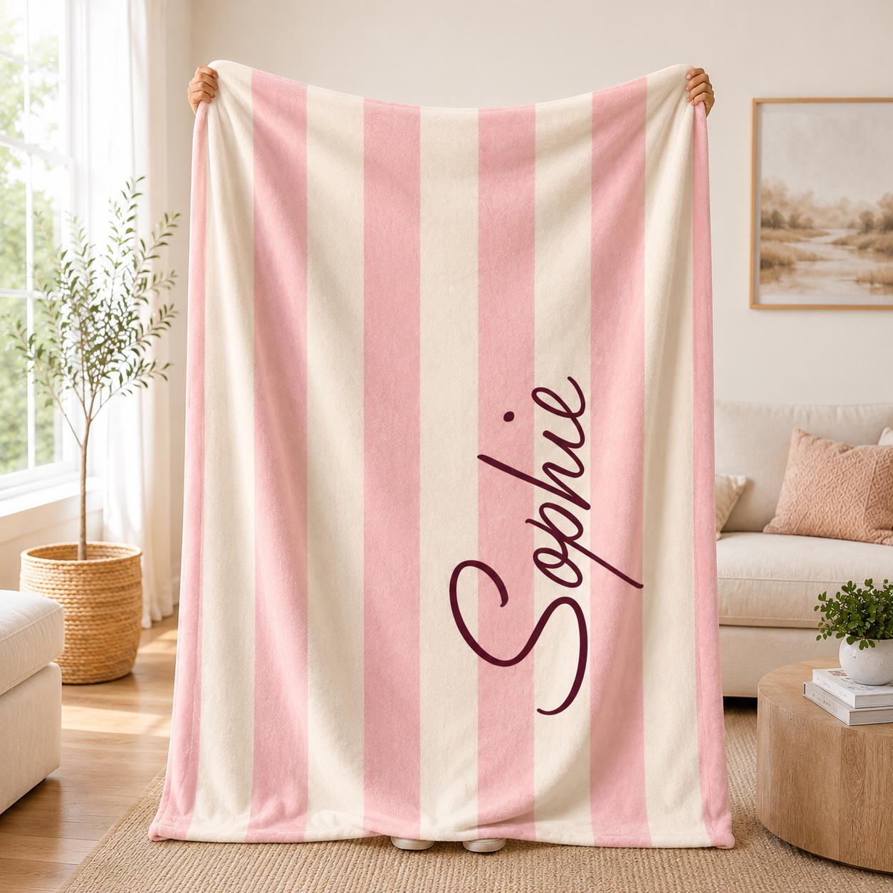 Rosa gestreifte decke