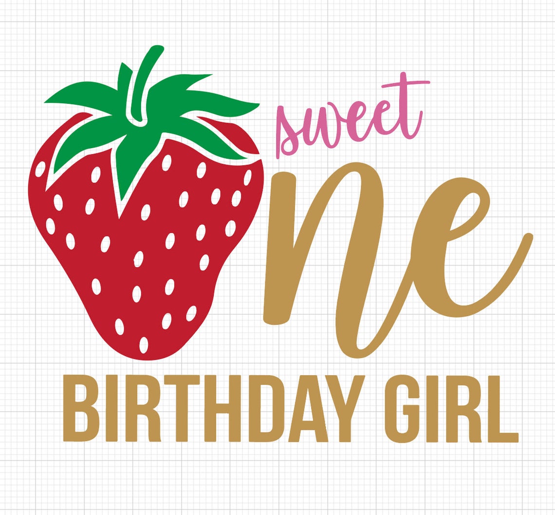 Sweet One Strawberry Birthday Girl SVG Digital Download - Etsy