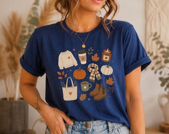 Fall Essentials Shirt, Autumn Graphic Tee, Pumpkin Coffee Shirt, Sweater Boots Candle Tee, Fall Season Shirt