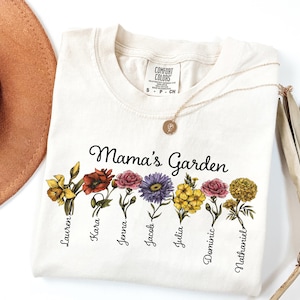 Aangepaste geboorte bloemen en namen, oma shirt moeder shirts Moederdag cadeau uniek oma cadeau gepersonaliseerd verjaardagscadeau kleinkinderen kinderen
