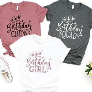 Crown Birthday Girl Squad Crew Matching Bundle Shirt Design Cute SVG Vector Chemise danniversaire Fille femmes homme svg, Party svg, Cricut SVG fichier image 2