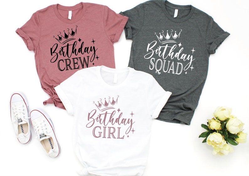 Crown Birthday Girl Squad Crew Matching Bundle Shirt Design Cute SVG Vector Chemise danniversaire Fille femmes homme svg, Party svg, Cricut SVG fichier image 2