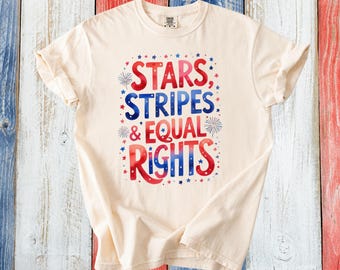 Maglietta Stars Stripes Equal Rights: maglietta retrò con orgoglio femminista