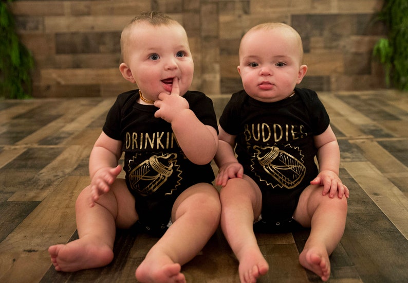 Drinking Buddies Baby Clothes Matching Jumpsuits Jumpers Twins Baby Babies Expecting Mother To Be Gift Cute Baby Shower Gift Toddler Child image 4