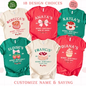 Strawberry Shirts: Matching 1st Birthday Outfit First Birthday, Strawberry Cake, Berry 1st Birthday Custom Name Personalized Birthday Family