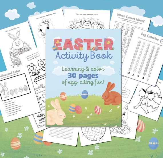 30-Page Printable Easter Kids Activity Book: Spring Learning (JPG, PNG, PDF)