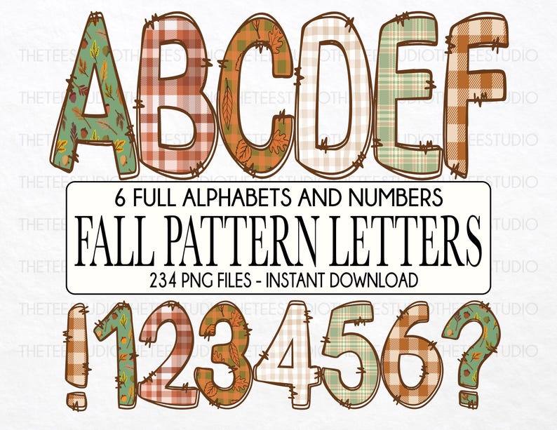 Fall Pattern Alphabet PNG Bundle, Doodle Font (digital Download) - Etsy