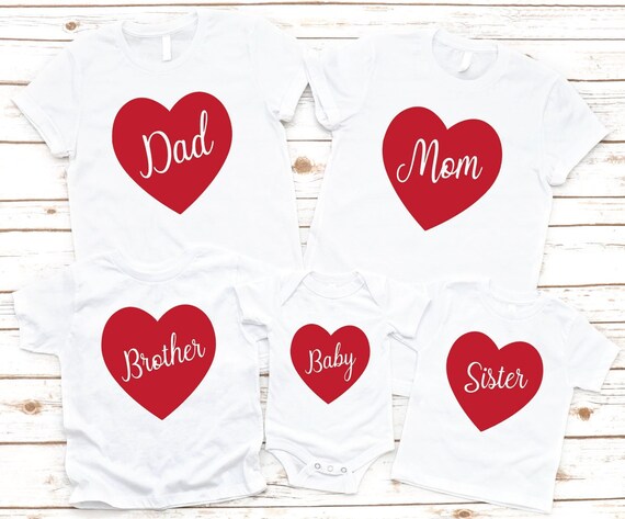 Family Valentines Day Heart Shirts Mom Dad Brother Sister Baby Custom Name Titles Love Personalized Toddler Youth Adult Infant Gift Photo Etsy Canada