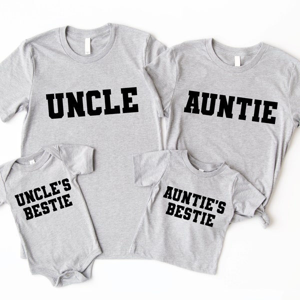 Uncle and Uncle's Bestie Custom Matching Bold shirt Set - Cute Match Aunt Uncle Nephew Niece Newborn Toddler Baby Birth Shower Celebration