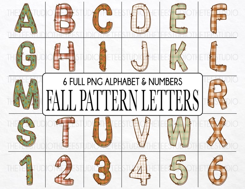 Fall Alphabet Numbers Fall Pattern Alphabet PNG Bundle, Doodle Font (digital Download) - Etsy