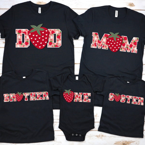 Mom and Dad Berry First Birthday Shirt, Matching Strawberry Tshirt, Mama Papa Daddy Mommy Strawberry Theme 1st Birthday Party, One Pattern