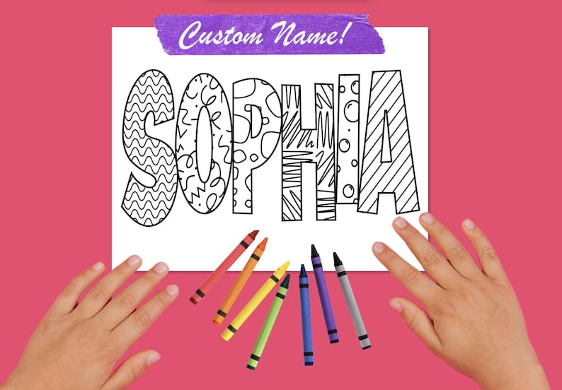 Custom Name Coloring Page: Personalized Kids Activity (digital Download ...