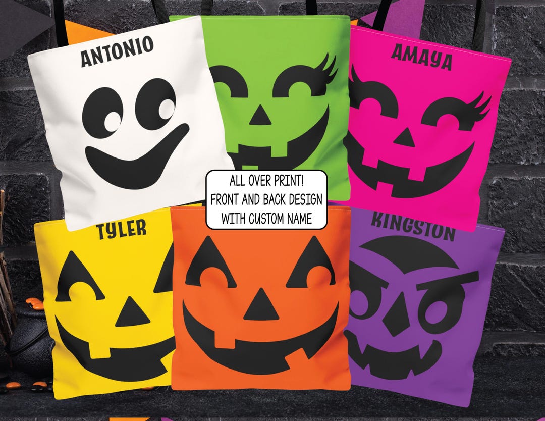 Personalized Pumpkin Trick or Treat Candy Bag Custom Name Halloween ...