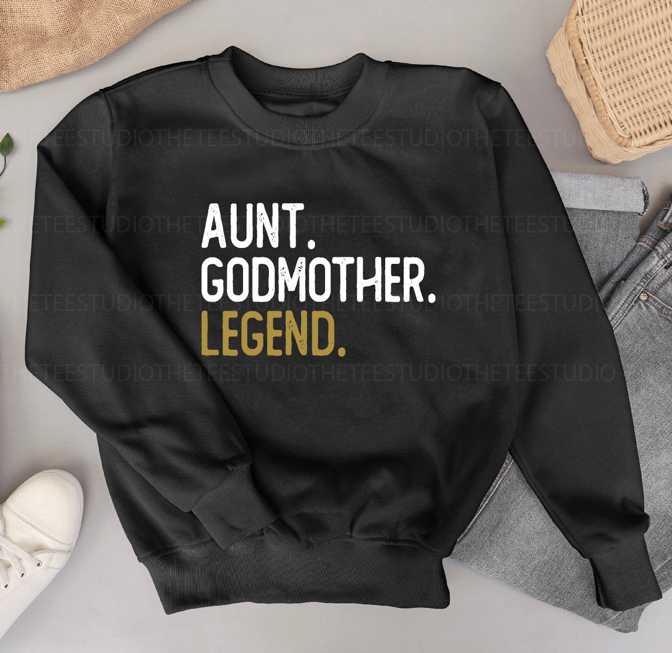 ATETYRP Auntie Godmother Legend Sweatshirt - Funny Aunt Crewneck Pullover, Gift For Godmom, Women's Tops - View #10