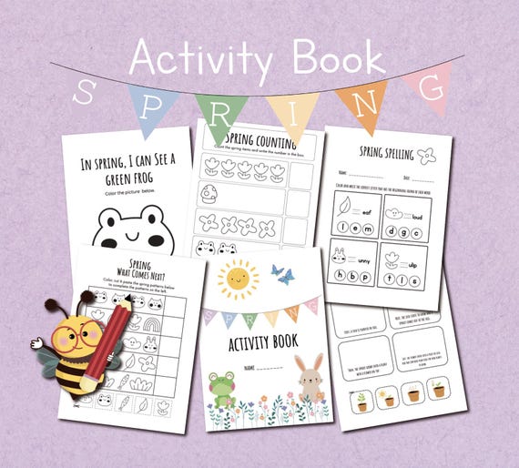 Spring Activity Book: Coloring Pages for Kids (JPG & PDF)