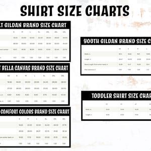 size chart, all unisex fit see chart for sizing according to your brand choice, comfort colors, Bella canvas or gildan