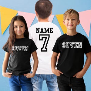 7th Birthday Varsity Shirt: Custom Team Name, Bella Canvas Tee